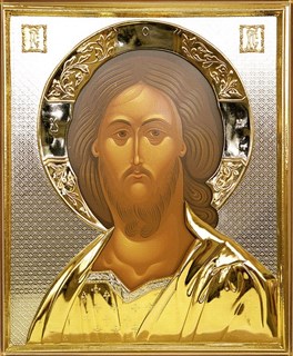 Икона живописная в ризе 24х30 объемная золочение Спаситель 237424
