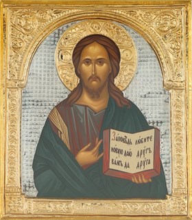 Икона живописная в ризе 24х30 объемная золочение Спаситель 237422