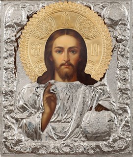 Икона живописная в ризе 24х30 объемная золочение Спаситель 237362
