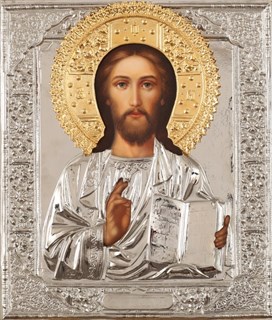 Икона живописная в ризе 24х30 объемная золочение Спаситель 237342