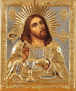 Икона живописная в ризе 22х26 объемная золочение Спаситель 237318