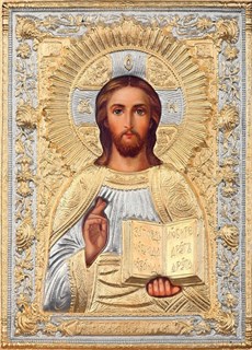 Икона живописная в ризе 18х24 объемная золочение Спаситель 237299