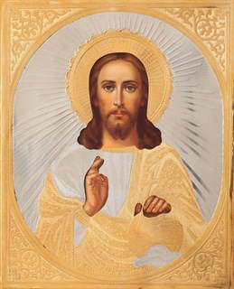 Икона живописная в ризе 18х24 объемная золочение Спаситель 237297