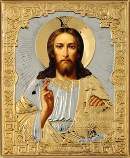 Икона живописная в ризе 18х24 объемная золочение Спаситель 237296