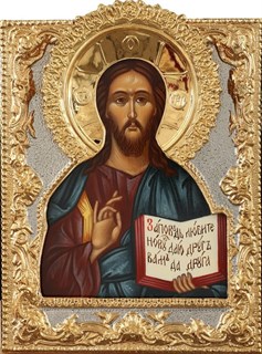 Икона живописная в ризе 18х24 объемная золочение Спаситель 237292