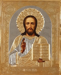 Икона живописная в ризе 18х24 объемная золочение Спаситель 237279