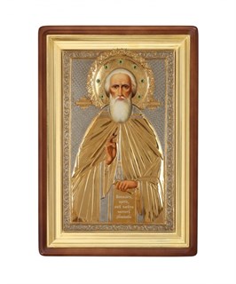 Икона живописная в киоте 60х90 эмаль стразы Сергий Радонежский 237246