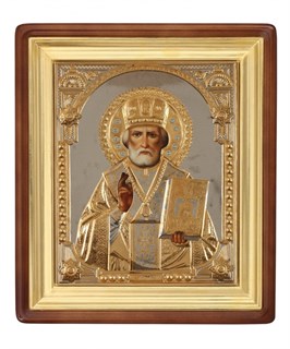 Икона живописная в киоте 60х70 камни Николай Чудотворец 237238