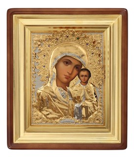 Икона живописная в киоте 50х65 камни Казанская Божья Матерь 237220