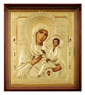 Икона Тихвинской Божьей Матери живописная в киоте 50х60 золочение 237215