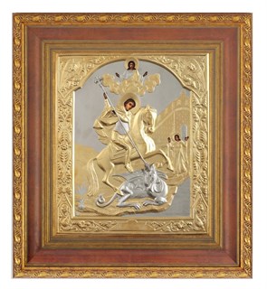 Икона живописная в киоте 30х40 матовое золочение Георгий Победоносец 237149