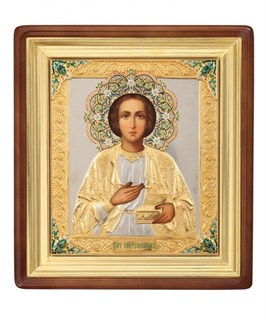 Икона живописная в киоте 26х30 эмаль Пантелеимон 237142