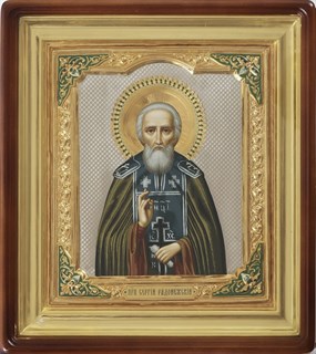 Икона живописная в киоте 24х30 эмаль Сергий Радонежский 237137