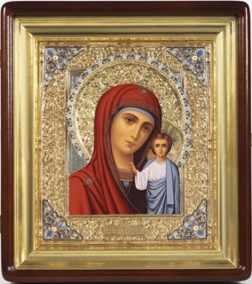Икона живописная в киоте 24х30 эмаль Казанская Божья Матерь 237130