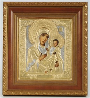Икона живописная в киоте 24х30 матовое золочение Иверская Божья Матерь 237125