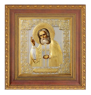 Икона живописная в киоте 24х30 матовое золочение Серафим Саровский 237114