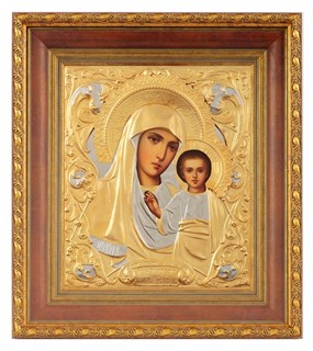 Икона живописная в киоте 24х30 матовое золочение Казанская Божья Матерь 237096