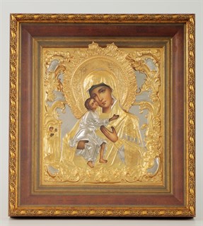 Икона живописная в киоте 24х30 матовое золочение Феодоровская Божья Матерь 237090