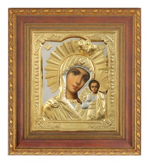Икона живописная в киоте 24х30 матовое золочение Казанская Божья Матерь 237085