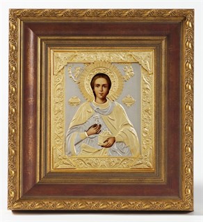 Икона живописная в киоте 24х30 матовое золочение Пантелеимон 237078