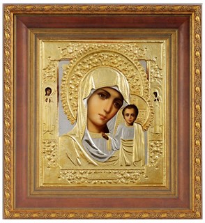 Икона живописная в киоте 24х30 матовое золочение Казанская Божья Матерь 237058