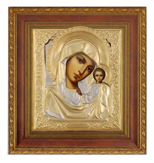 Икона живописная в киоте 24х30 матовое золочение Казанская Божья Матерь 237033