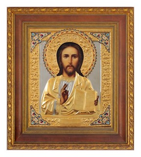 Икона живописная в киоте 24х30 матовое золочение эмаль Спаситель 237024