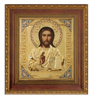 Икона живописная в киоте 24х30 золочение эмаль Спаситель 237023
