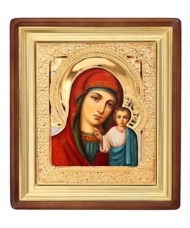 Икона Казанской Божьей Матери живописная в киоте 24х30 237014