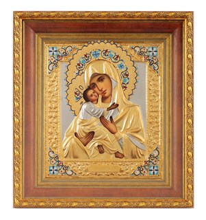 Икона живописная в киоте 24х30 матовое золочение эмаль Владимирская Божья Матерь 237010