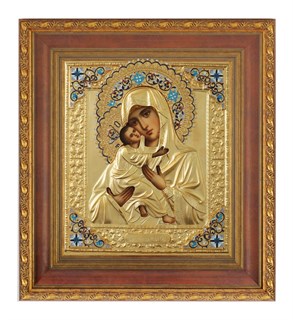 Икона живописная в киоте 24х30 золочение эмаль Владимирская Божья Матерь 237009