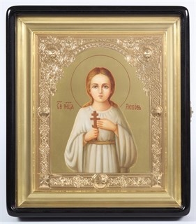 Икона живописная в киоте 24х30 ажурная рамка золоченый фон Любовь 237002