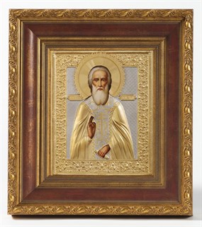 Икона живописная в киоте 18х24 матовое золочение Сергий Радонежский 236973