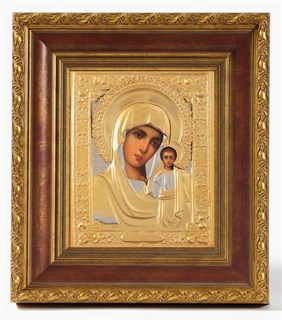 Икона живописная в киоте 18х24 позолоченная Казанская Божья Матерь 236936