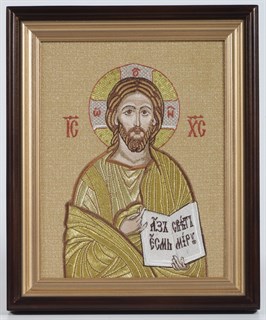 Икона вышивка автомат в сложном киоте 24х30 Спаситель 236894