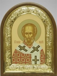 Икона в ризе 18х24 арочная планшет рамка золочёная Николай Чудотворец 236868