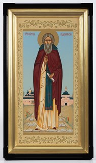 Икона в киоте 24х48 золоченый подрамник Сергий Радонежский 236414