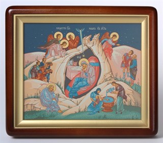 Икона в киоте 24х18 фигурный Рождество Христово 236362