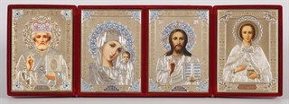 Складень в футляре 13х18 бархатный конгрев 4 иконы 236341