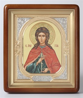 Икона в киоте 18х24 фигурный фото риза-рамка золочёная Иулия 236327
