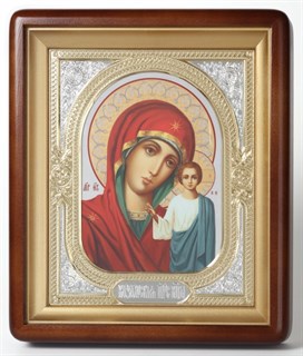 Икона в киоте 18х24 фигурный фото риза-рамка Казанская Божья Матерь 236308