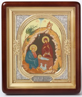 Икона в киоте 18х24 фигурный объемная золочёная Рождество Христово 2 236293