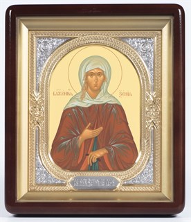 Икона в киоте 18х24 фигурный объемная золочёная Ксения Петербургская 236283