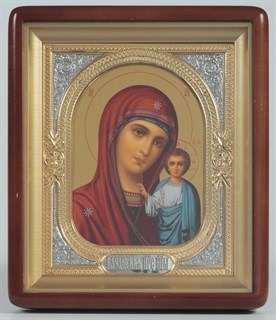 Икона в киоте 18х24 фигурный объемная золочёная Казанская Божья Матерь 236281