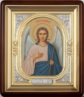 Икона в киоте 18х24 фигурный объемная золочёная Ангел-Хранитель 236274