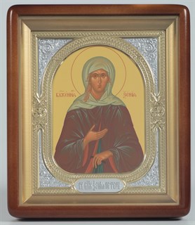Именная икона Ксения Петербургская в киоте 18х24 фигурный риза-рамка 236262