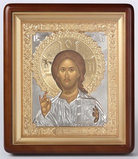 Икона в киоте 18х24 фигурный объёмная прямая золочёная Спаситель 236252