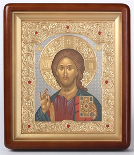 Икона в киоте 18х24 фигурный объемная зол. никелир. Спаситель 236238