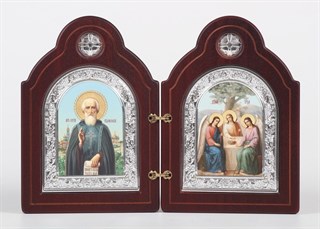 Складень резной Фигурный икона 9х12 канвас Сергий Радонежский - Троице-Рублевская 239061