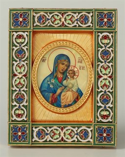 Икона именная эмаль живопись овал в деревянной рамке золочение электрофорез Неувядаемый цвет 237582